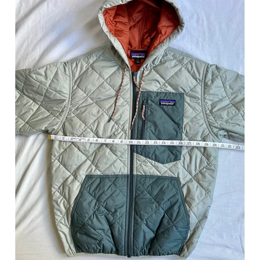 Patagonia Mens Small Diamond Quilted Bomber Hoody Smolder Blue Colorway